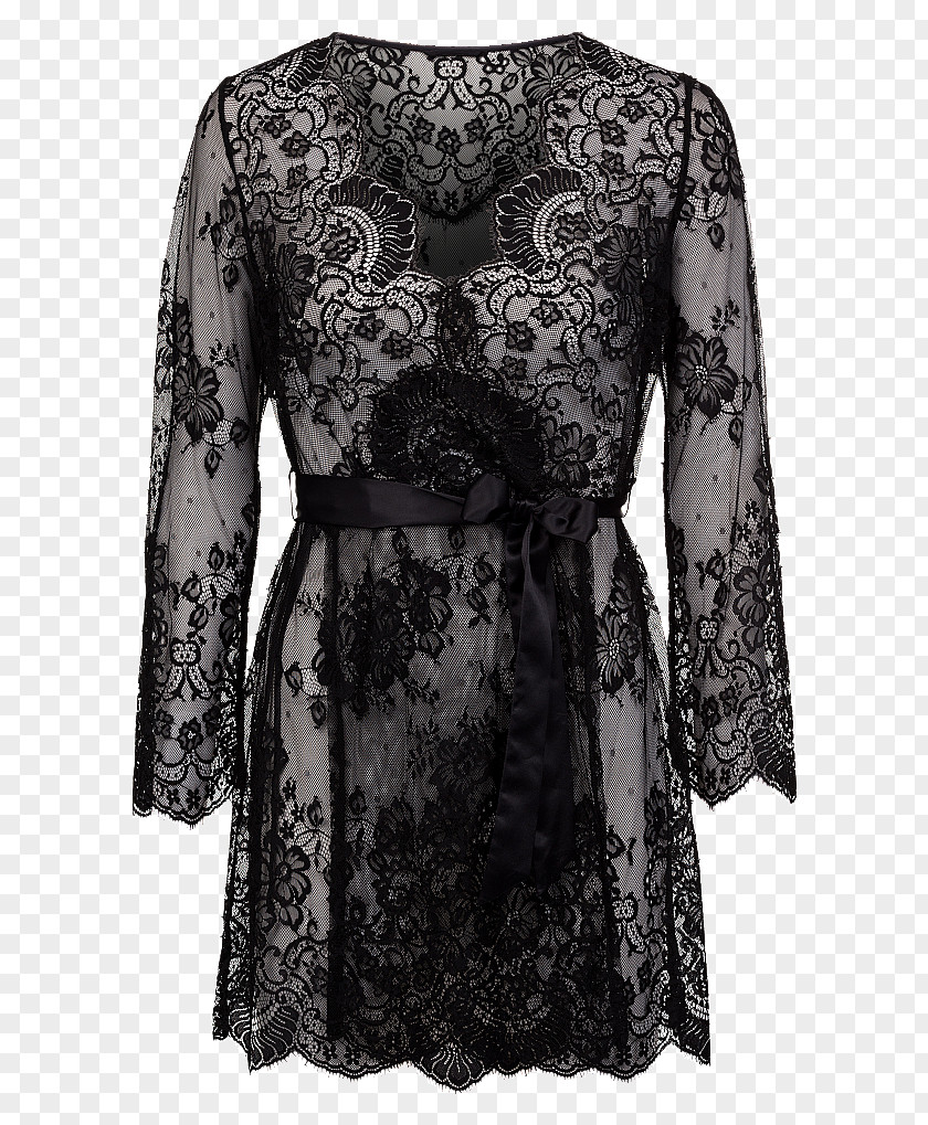 Dress Little Black Kimono Sleeve Lace PNG