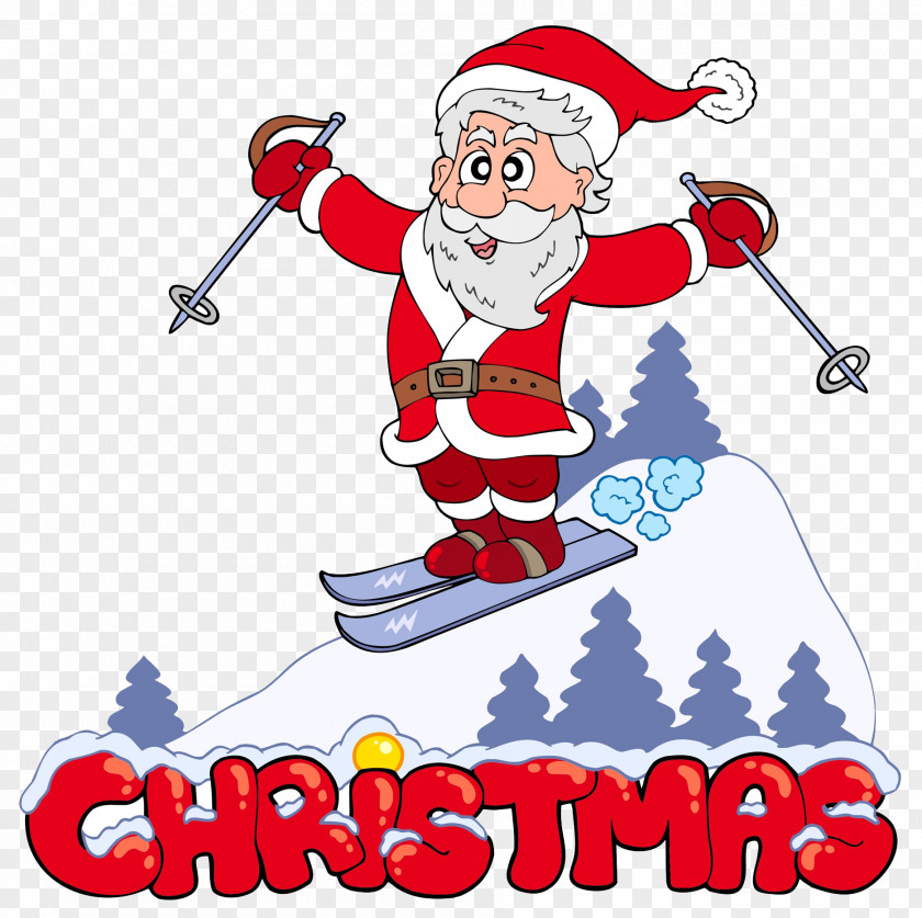 Santa Snowboarding Claus Skiing Clip Art PNG
