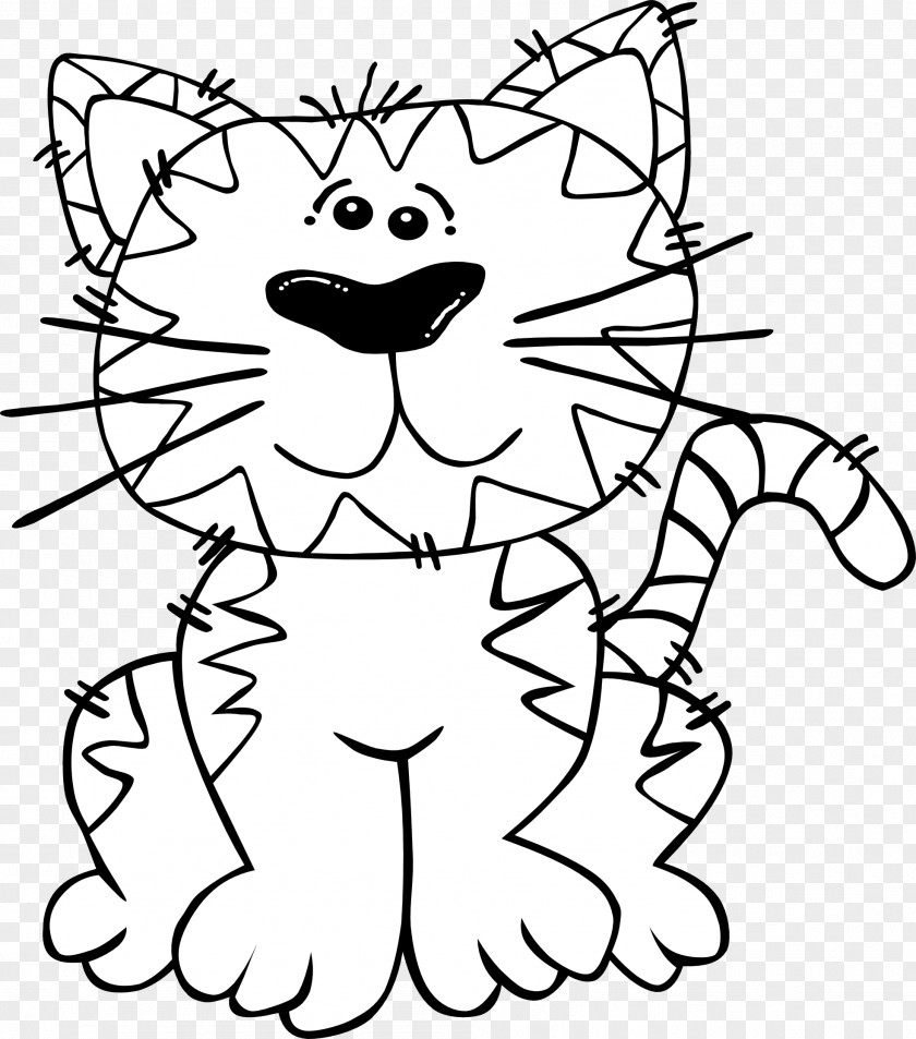Black And White Drawings Cat Kitten Clip Art PNG