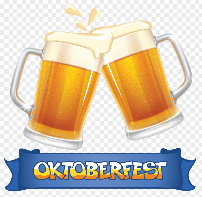Oktoberfest Blue Banner And Beers Clipart Image Beer Glassware Clip Art PNG