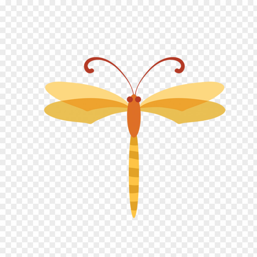 Yellow Cartoon Dragonfly Butterfly Illustration PNG