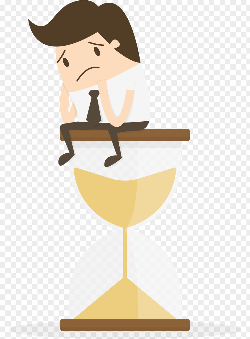 Business Villain Sitting On Hourglass Illustration PNG
