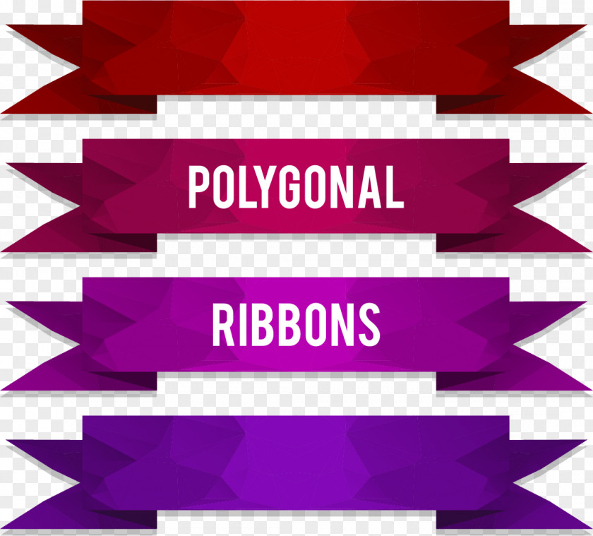 Low Polygon Ribbon Paper PNG