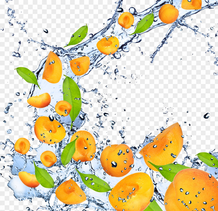 Creative Splashing Peaches Fruit Download Apricot Wallpaper PNG