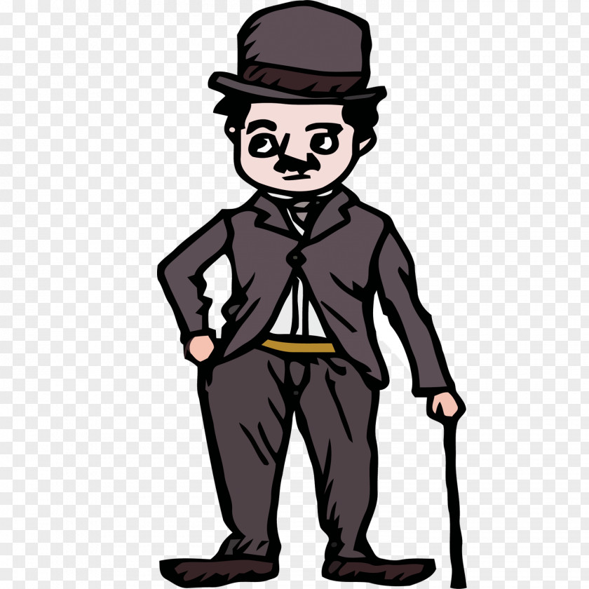Hand-painted Vector Material Chaplin Comedian Illustration PNG