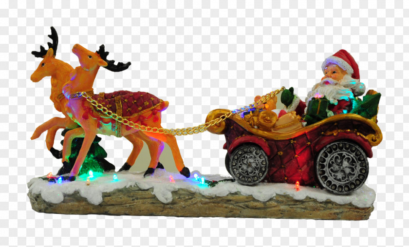 Reindeer Christmas Ornament Figurine Chariot PNG