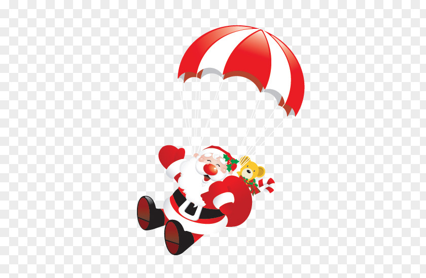 Santa Bear Gifts Umbrella Creative Claus Flight Christmas Clip Art PNG