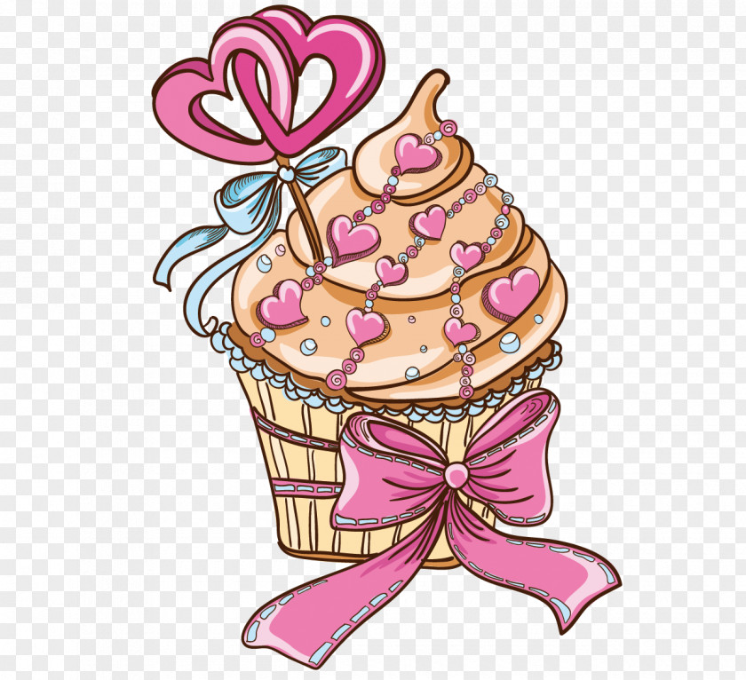 Vector Love Bow Cake Cupcake Bakery Drawing PNG