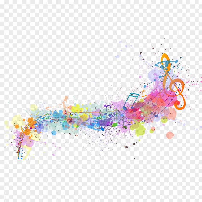 Musical Note Notation Stock Illustration PNG note notation illustration, Splash music decoration pattern, multicolored musical notes illustration clipart PNG
