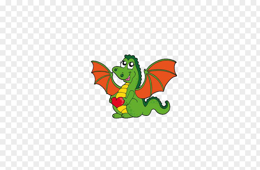 Little Green Dinosaur Cartoon Dragon Clip Art PNG