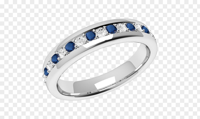 Platinum Ring Sapphire Diamond Wedding Blue PNG