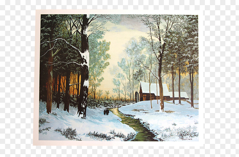 Winter Landscape Watercolor Painting Paintbrush Bayou Photography PNG