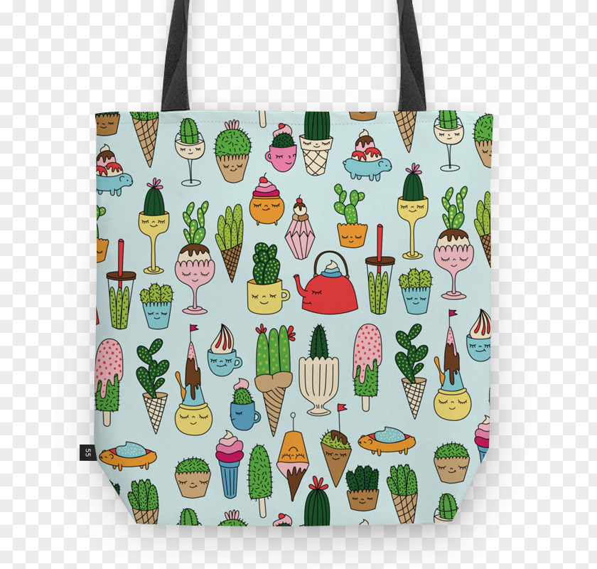 Cactus Tote Bag Ice Cream Art Handbag Cactaceae PNG