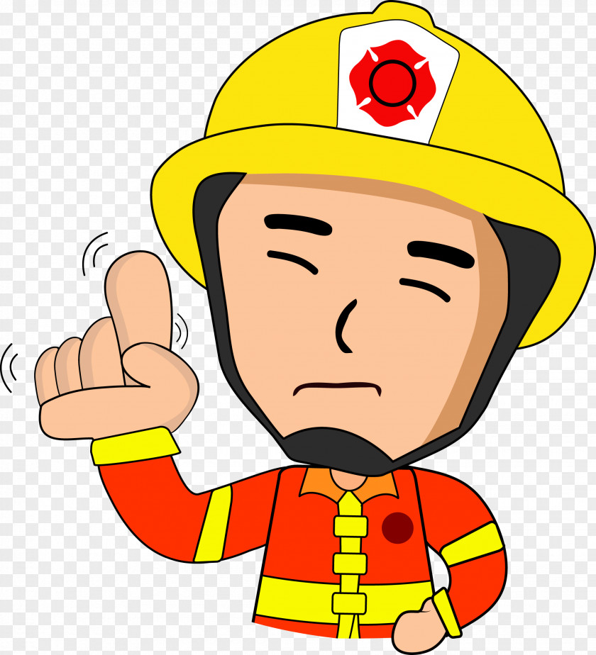 Serious Firefighter Cartoon Illustration PNG