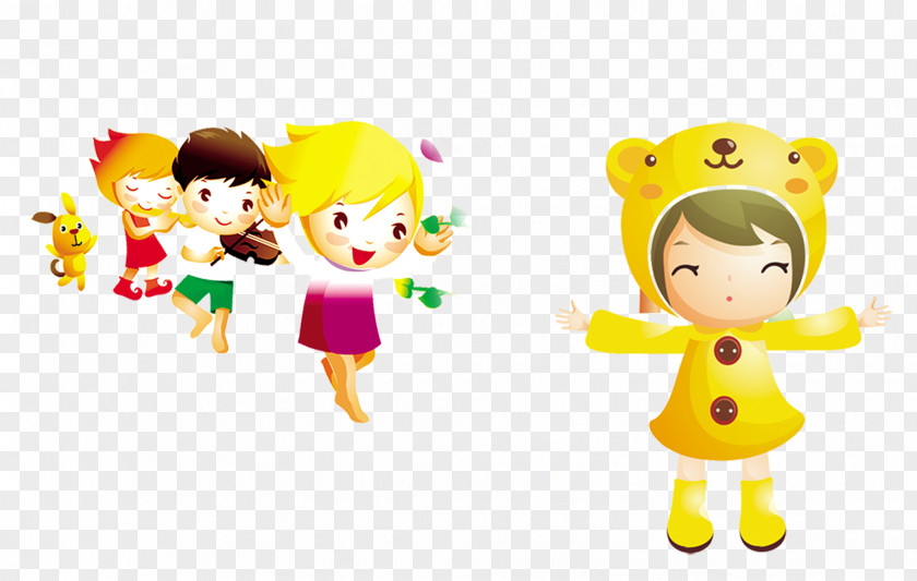 A Group Of Children Playing Child Animation Illustration PNG