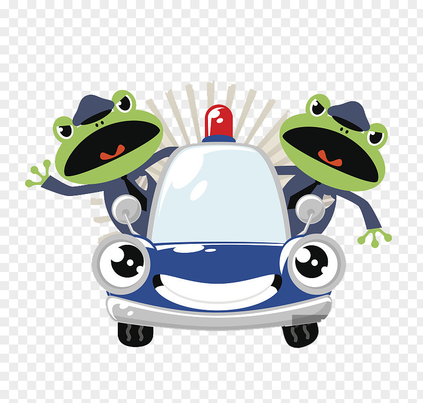 A Police Officer Who Patrols Patrol Car Frog Illustration PNG