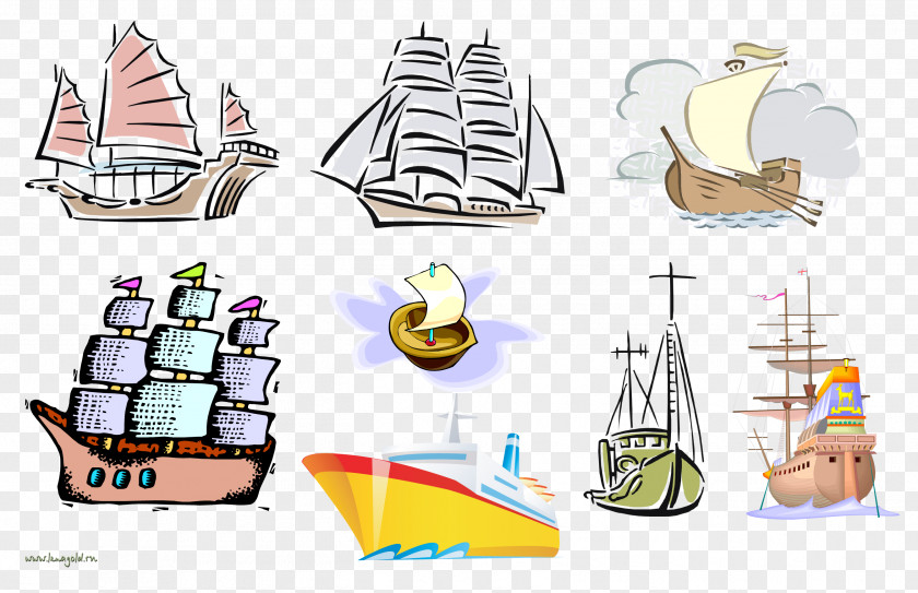 Boat Sailing Ship Cartoon Watercraft PNG