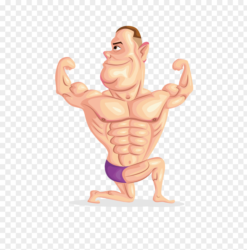 Fitness Cartoon Character Muscle Bodybuilding PNG