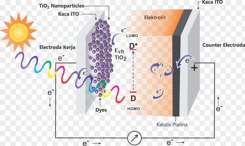 Schematic Diagram Dye-sensitized Solar Cell Information PNG