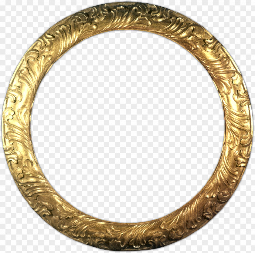 Gold Picture Frames Circle Molding Mirror PNG