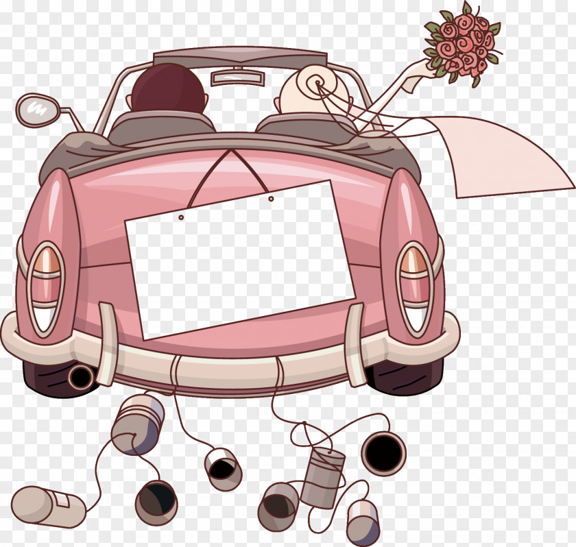 Just Married Car Wedding Invitation Clip Art PNG