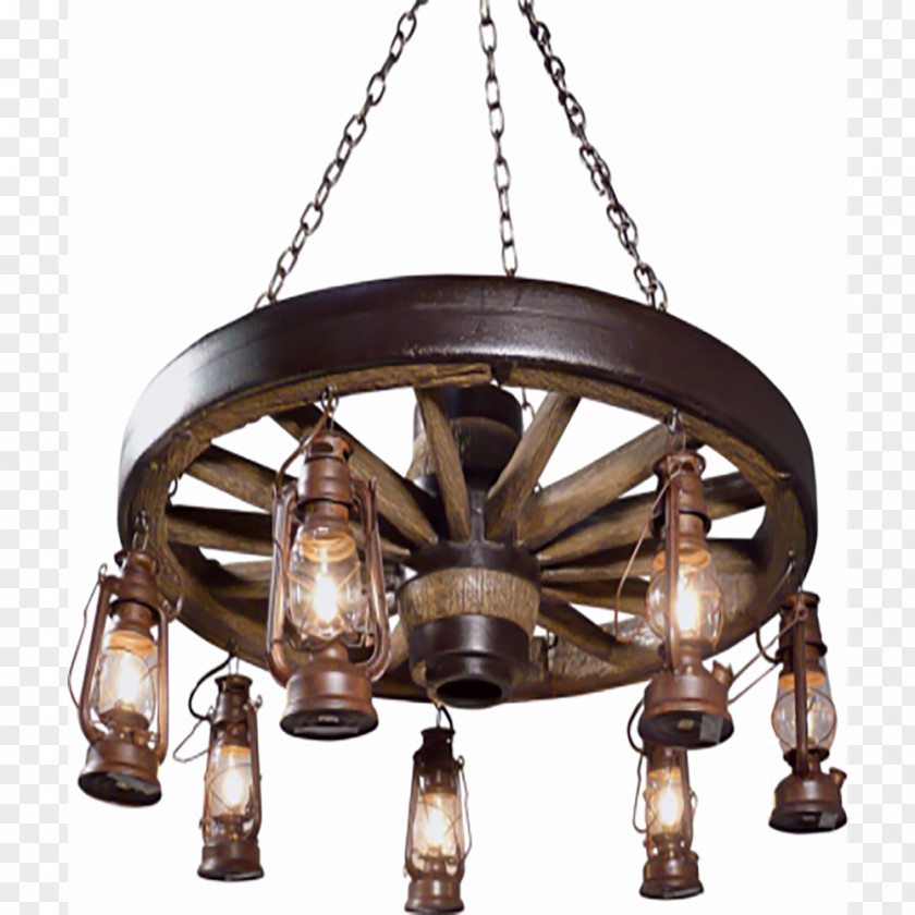 Decorative Lantern Wheel Chandelier Light Fixture Wagon PNG