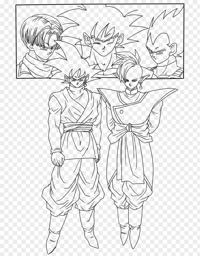 Hello There Line Art Goku Black Trunks Drawing PNG