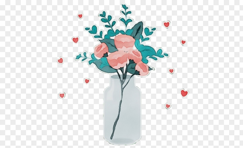 Vase Turquoise Flower Pink Plant PNG