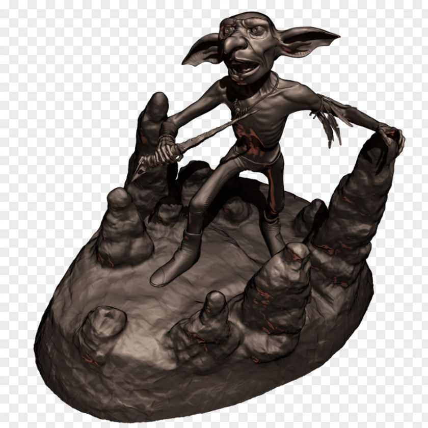 Hobgoblin Necromancy Magician Bronze Sculpture PNG