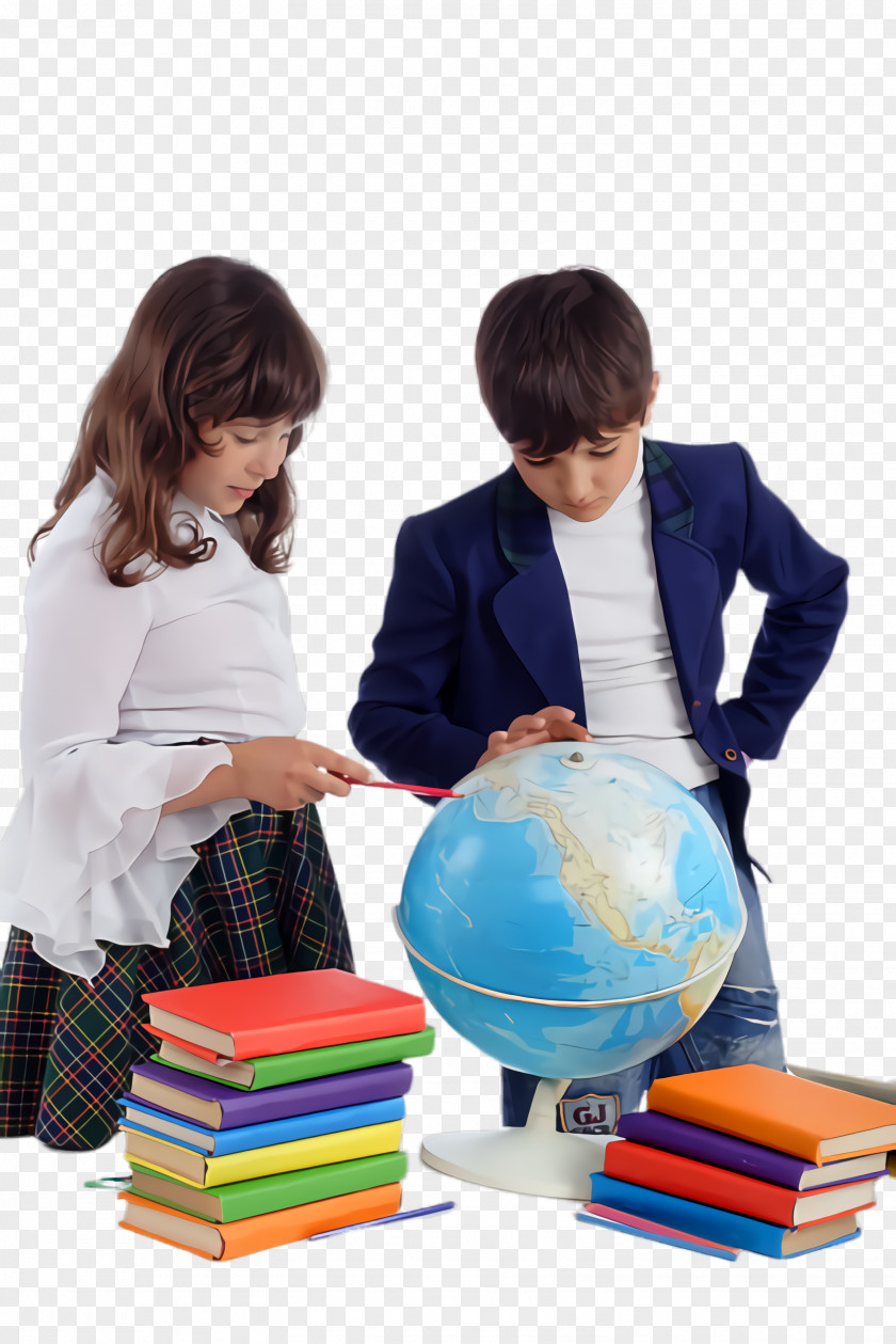 Sharing Sitting Child Play Learning Education Globe PNG