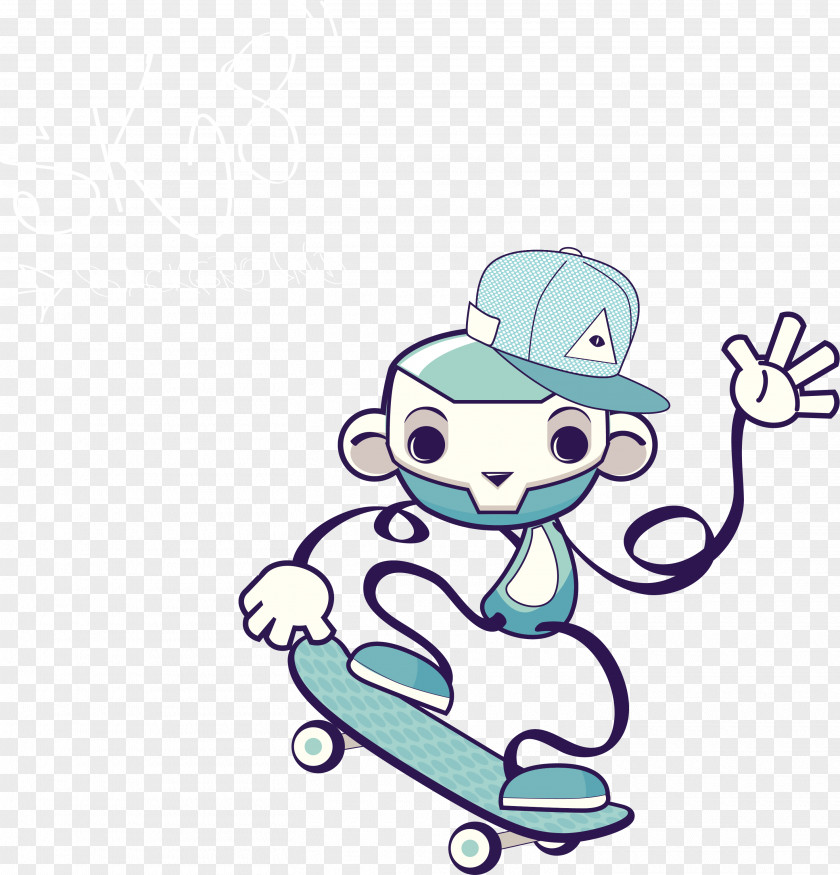 Vector Hand-drawn Cartoon Character Skateboard Skateboarding Drawing PNG