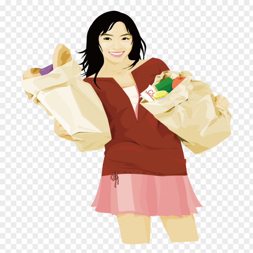 Return Shopping Skirt Woman Cartoon Illustration PNG