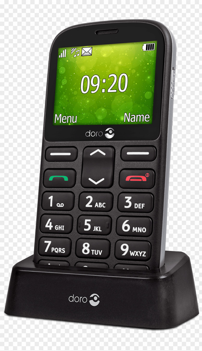 Tele Doro 1360 Dual SIM Black Mobile Phone For Seniors Telephone Smartphone PNG