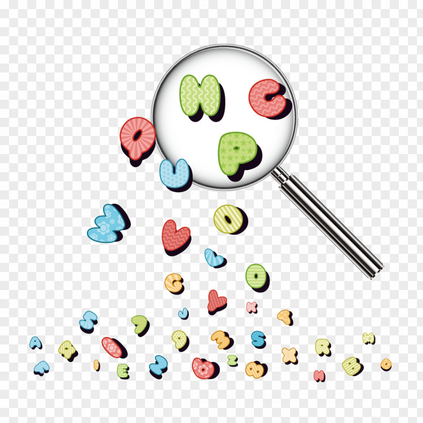 Creative Letters And Magnifying Glass PNG