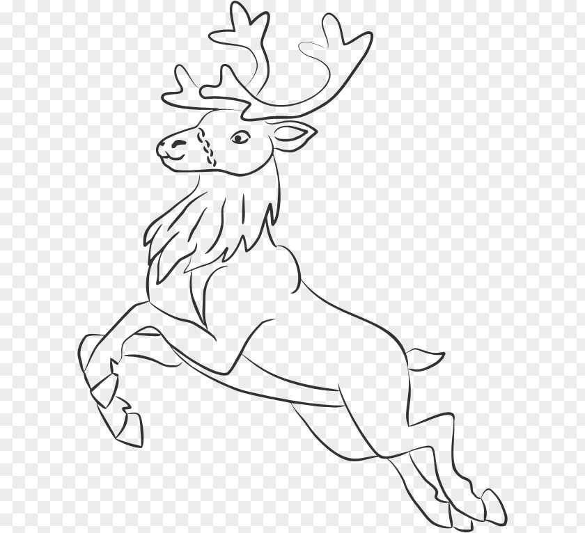 Line Drawing Santa Claus's Reindeer Rudolph Coloring Book PNG