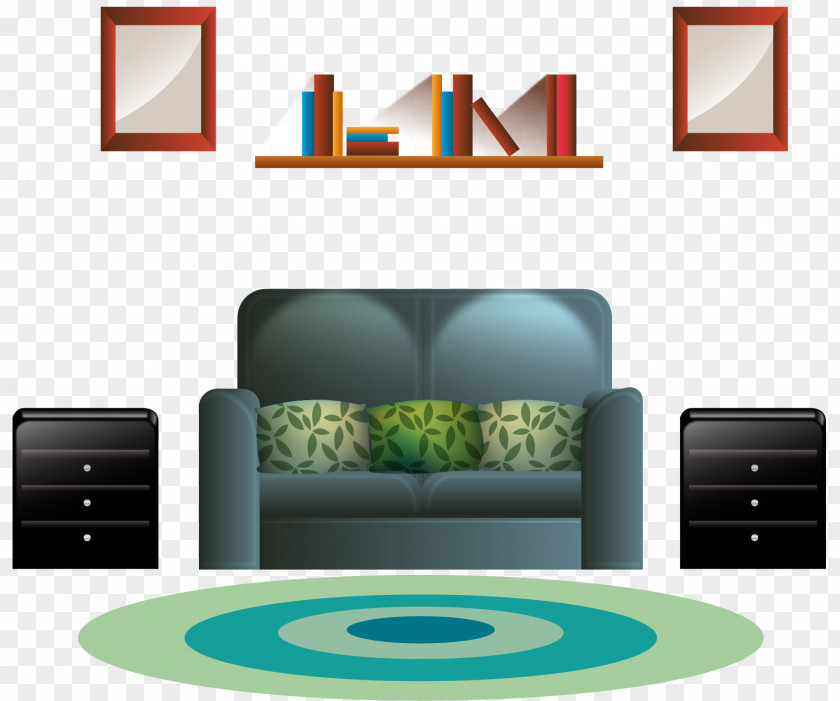 Vector Hand Painted Sofa Decoration Table Couch Interior Design Services PNG