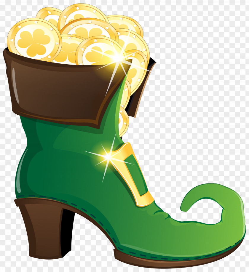 Leprechaun Shoe With Gold Coins Clipart Image Boot High-heeled Footwear Clip Art PNG