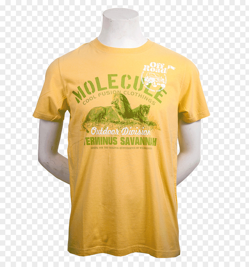 T-shirt Yellow Green Molecule Blue PNG