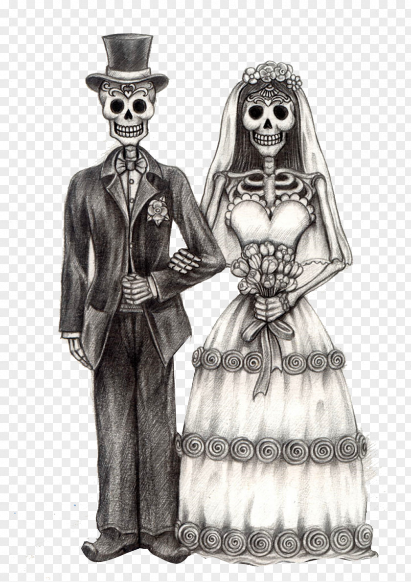 Skeleton Bride Calavera Day Of The Dead Bridegroom Drawing PNG