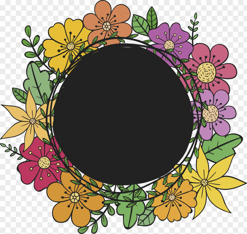 Hand-painted Color Flower Title Box Euclidean Vector Floral Design Drawing Download PNG