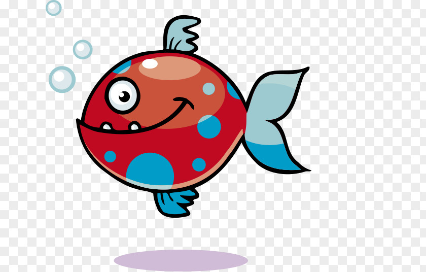 Red And Blue Cartoon Cute Fish PNG