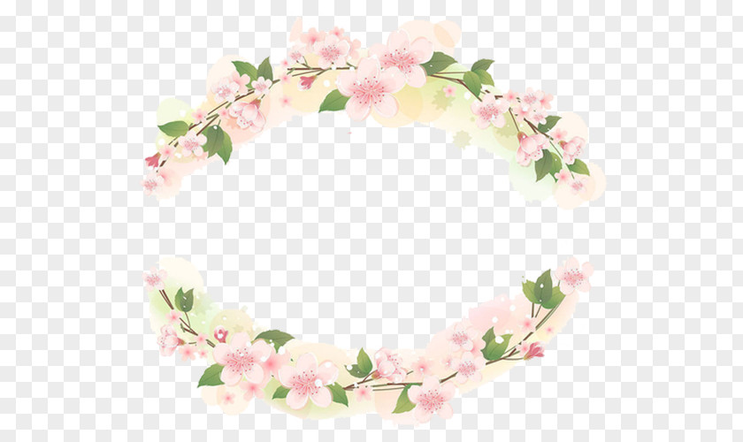 Pink Frame Circle Motif Flower PNG