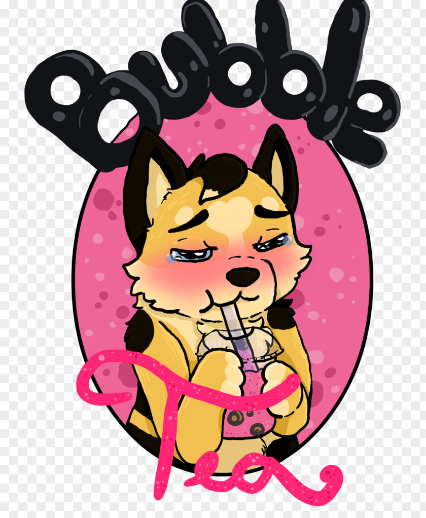 Bubble Tea Dog Pink M Character Clip Art PNG