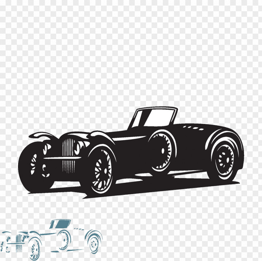 Hand-drawn Cartoon Illustration Of Classic Cars Vintage Car PNG