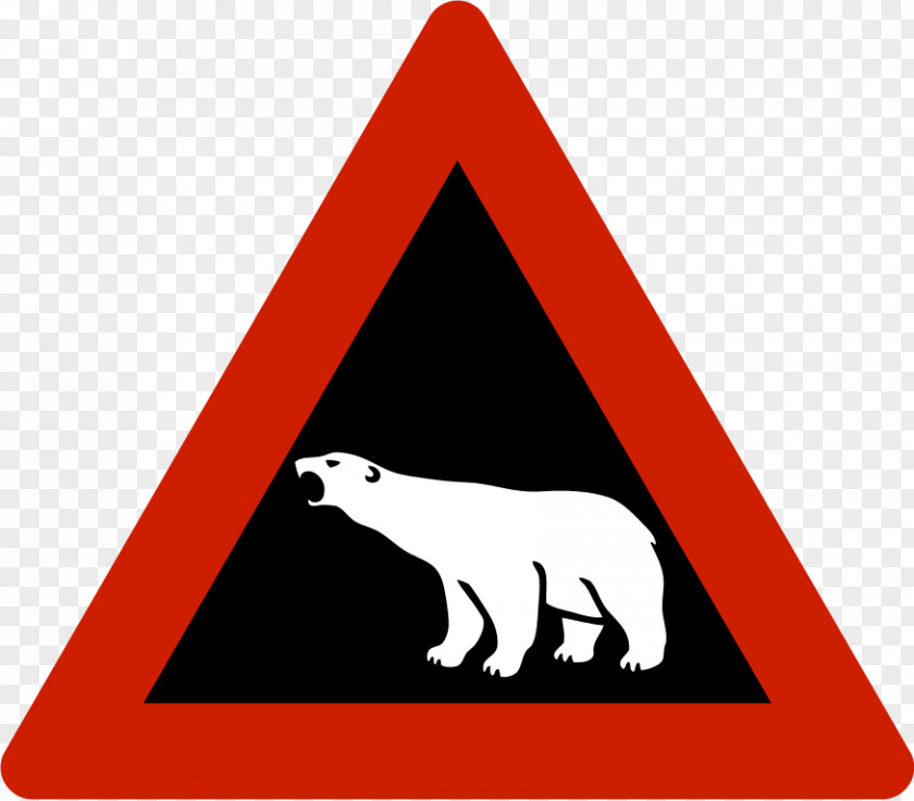 Driving Polar Bear Warning Sign Svalbard Traffic PNG