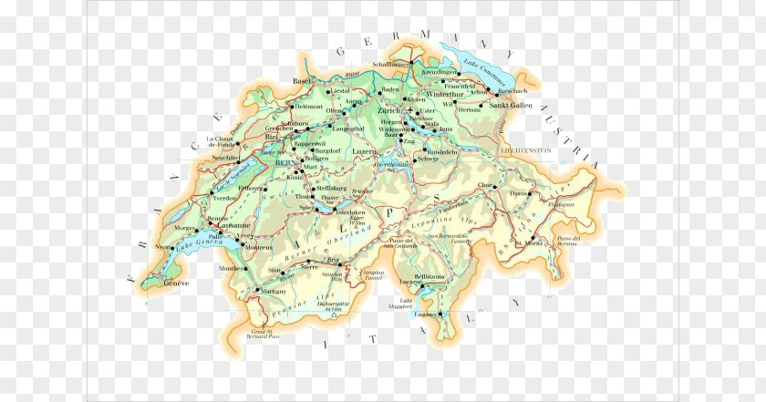 SWITZERLAND Map Switzerland World Topographic PNG