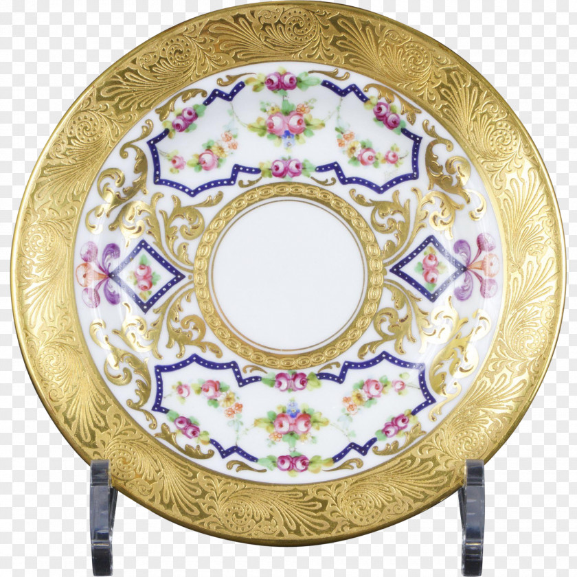 Hand Painted Crown Plate Porcelain Staffordshire Longton Tableware PNG