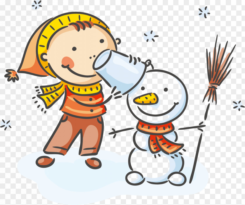 Snowman Winter Snow Children Creative Child Cartoon Illustration PNG