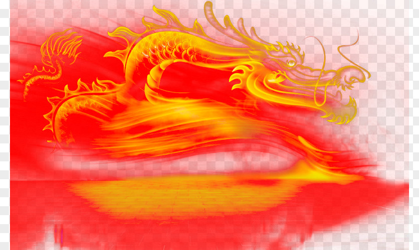 Cartoon Hand-painted Flames Dragon Deduction PNG