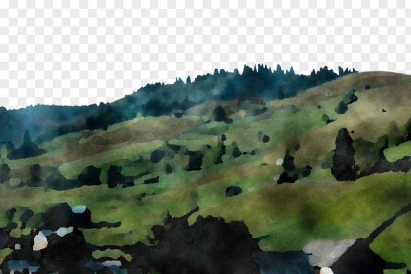 Hill Station Landscape Nature Watercolor Paint Wilderness Mountain PNG